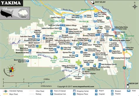 Map of Yakima City, Washington