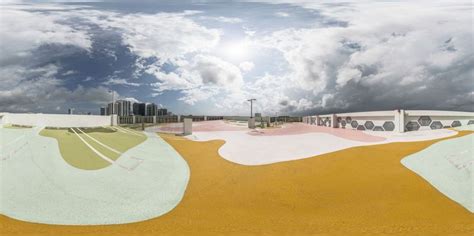 Colorful Skateboard Ramp in Miami Beach: A Canvas Under the Clouds HDRi ...