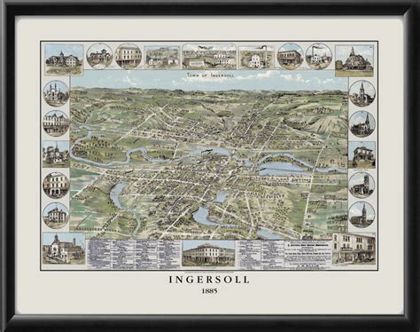 Ingersoll, Ontario Canada 1885 - Vintage City Maps