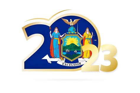 Year 2023 with New York Flag pattern. 13317428 Vector Art at Vecteezy