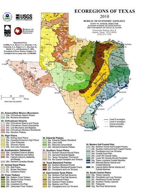 Ecoregions of Texas Map