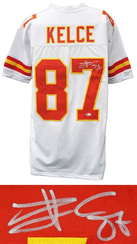 Kansas City Chiefs Travis Kelce Signed White Jersey Beckett Authentic Sports Collectibles Jerseys