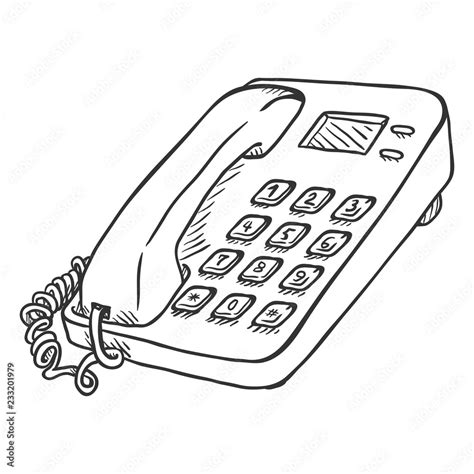 Vector Sketch Office Telephone. Business Phone. Stock Vector | Adobe Stock