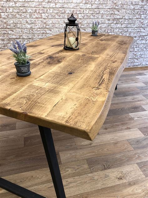 Industrial Dining Table Live Edge Steel A-Frame Dining Kitchen Table ...