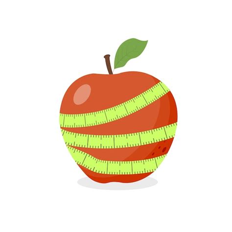 Premium Vector | Big red apple with centimeter