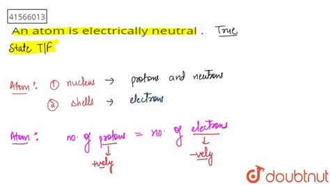 An atom is electrically neutral