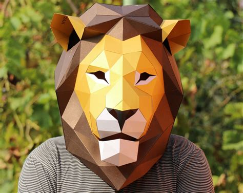 Lion Mask DIY Paper Mask Printable Template Papercraft 3D, 58% OFF