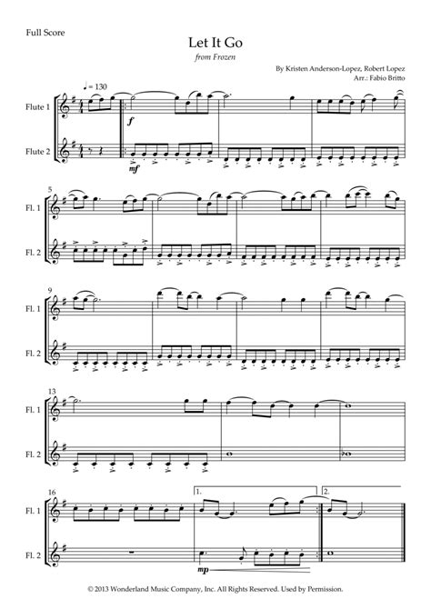 Let It Go (arr. Fabio Britto) by Idina Menzel Sheet Music for Flute ...