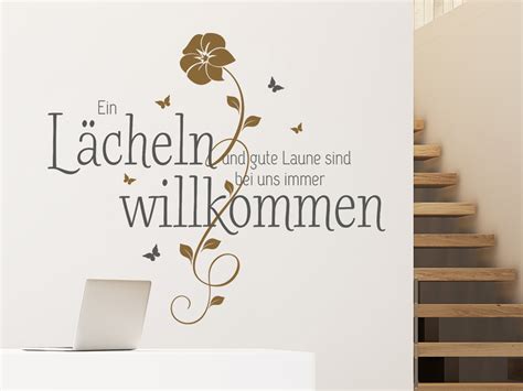 Wandtattoo Gute Laune und Lächeln sind willkommen | Wandtattoo.com