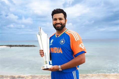 Rohit Sharma poses with coveted T20 World Cup trophy amid lush green Barbados seashore | Sports ...