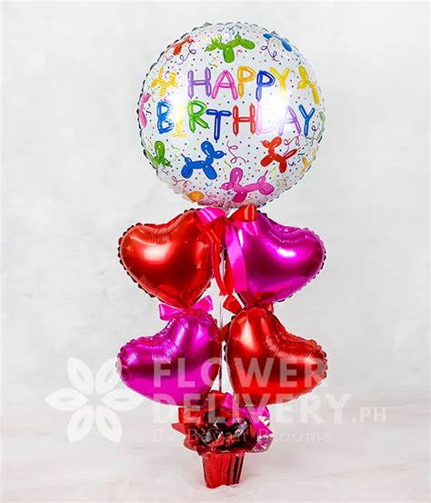 Colorful Happy Birthday Balloon with Heart Balloons