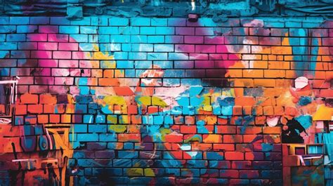 Premium AI Image | Vibrant Graffiti Wall Texture