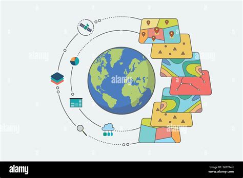 Geographic Information System. GIS Spatial Data Layers Concept for ...