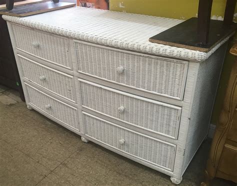 Uhuru Furniture & Collectibles: 2 Piece White Wicker Bedroom Set - $165 SOLD