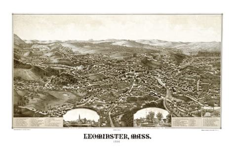 Old map provides bird's eye view of Leominster, MA in 1886 - KNOWOL