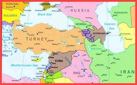 Map of Turkey and surrounding areas - Map of Turkey and surrounds ...