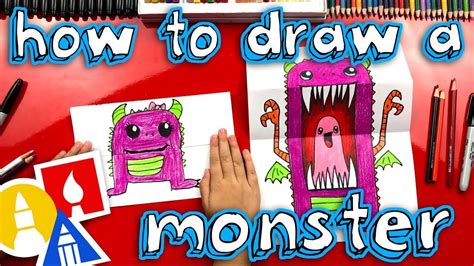 How To Draw A Scary Cute Monster With Folding | Art for kids hub, Art ...