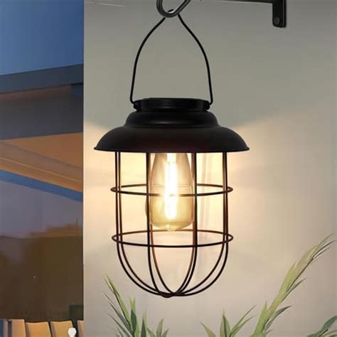 Amazon.com: Lifoberstar Solar Lantern Outdoor Hanging Decorative Lights Waterproof Large Metal ...