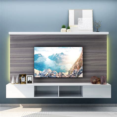 Modular Wall TV Cabinet with Wall Panel (W2393 x D442 x H1554mm) - Crownlivin