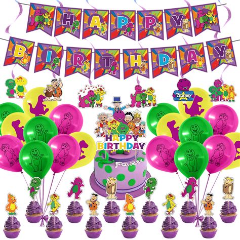 Buy Barney Party Supplies, Barney and Friends Theme Birthday Party Decorations for Kids Adults ...