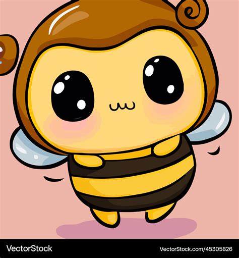 Cute bee bee kawaii chibi drawing style bee Vector Image