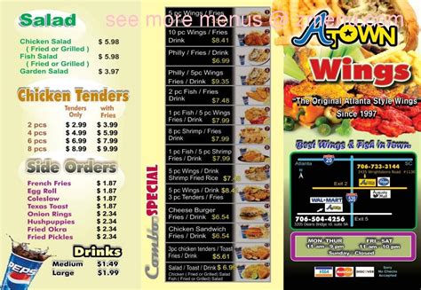 Online Menu of A Town Wings Restaurant, Augusta, Georgia, 30909 - Zmenu