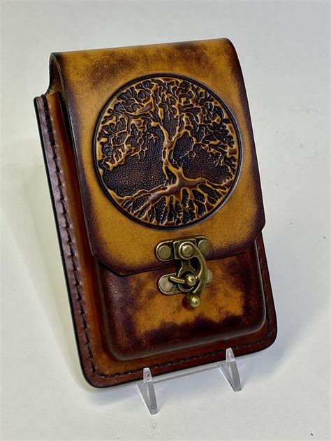 Hand-crafted Leather Cell-phone Case With Celtic Tree of Life - Etsy