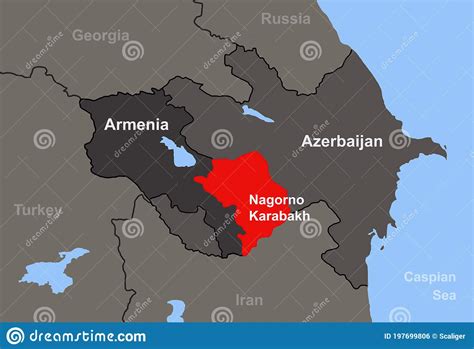 Armenia-Azerbaijan Conflict in Nagorno-Karabakh on Outline Map Stock ...