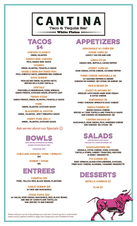 Menu – Cantina White Plains