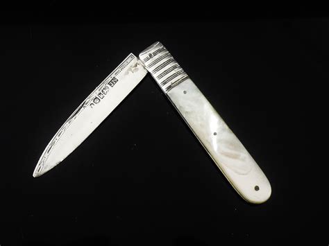 Silver Folding Fruit Knife, Antique, Mother of Pearl, Sheffield 1832, John Nowill - Dart Silver Ltd