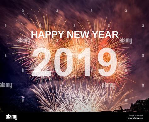 Happy new year 2019 with fireworks background. Celebration New Year 2019 Stock Photo - Alamy