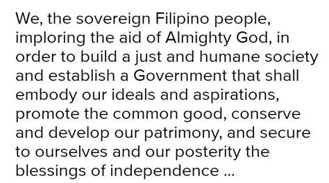 preamble of the philippines constitution - Brainly.ph