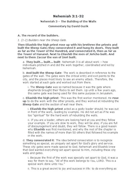 Nehemiah Chapter 3 Commentary | PDF