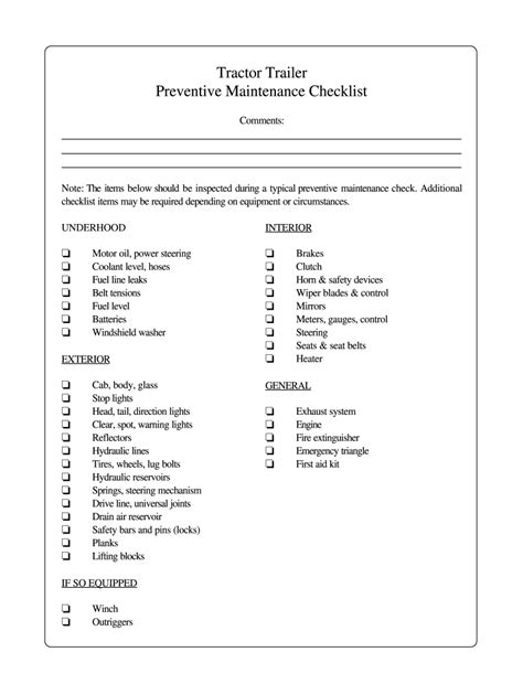 Preventive Maintenance Checklist For Semi Trucks - Best Image Truck ...