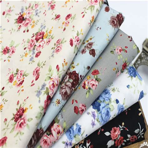 100x145cm Graceful Blooming Spring Flowers Printed Cotton Poplin Fabric ...