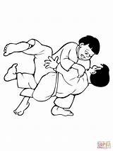 Kids Judo Fight Coloring Online  Super sketch template
