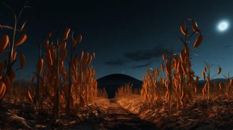 Premium AI Image | corn field for running on Halloween day Halloween background