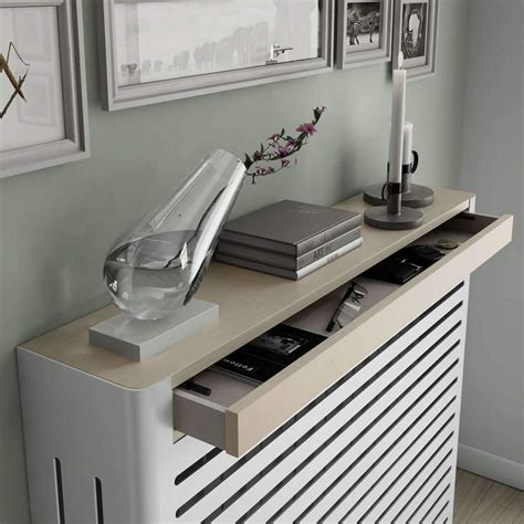 Modern Floating White Radiator Heater Cover NORDIC one or two wood drawers – RadiatorCoversShop.com