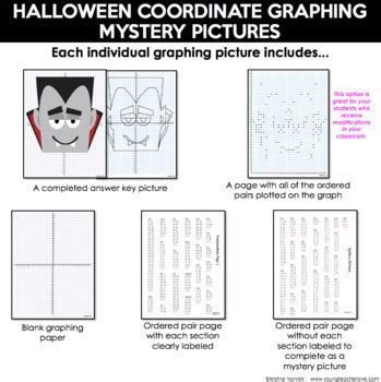 Halloween Coordinate Graphing Pictures Ordered Pairs {Mystery Pictures}