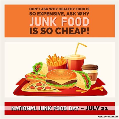 National Junk Food Day, July 21. Don’t ask why healthy food is so expensive, ask why JUNK FOOD ...