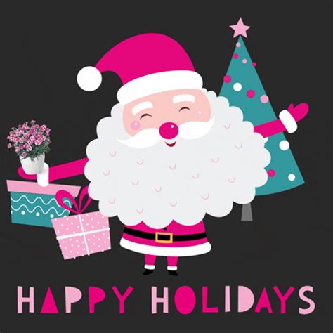 Happy Holidays Pink Santa GIF | GIFDB.com