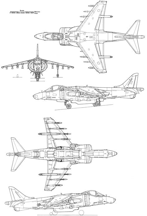 Hawker Siddeley Harrier Blueprint - Download free blueprint for 3D modeling