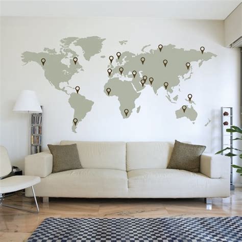 Large World Map Wall Decal