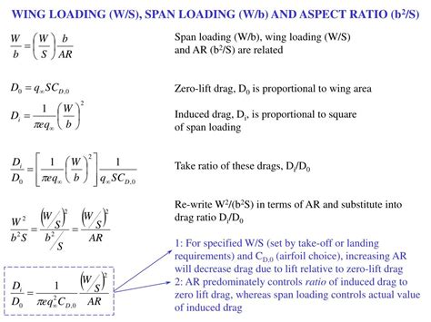 PPT - WING LOADING (W/S), SPAN LOADING (W/b) AND ASPECT RATIO (b 2 /S) PowerPoint Presentation ...