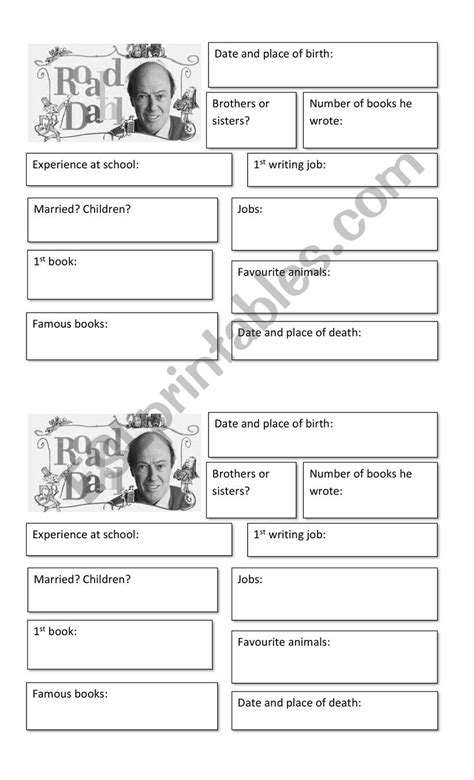 Roald Dahl Activity Sheets