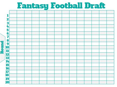 Printable 14 Team Fantasy Football Draft Board - Customizable