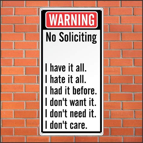 Warning No Soliciting Sign Funny Sign 12 X 24 Aluminum - Etsy