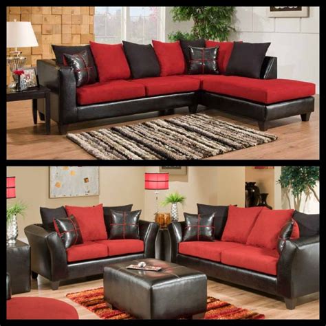 Red and Black Sectional Sofa - Home Furniture Design