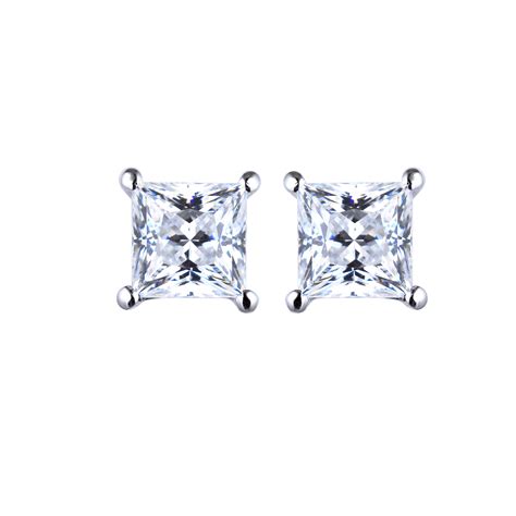 PRINCESS CUT STUD EARRINGS – 18 KARAATS