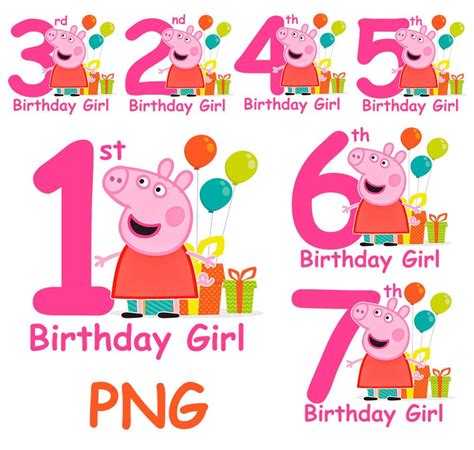 Peppa Pig PNG 1 birthday 2 birthday 3 birthday birthday | Etsy